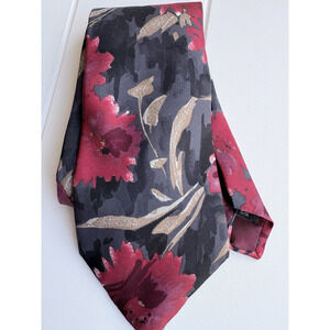 ZYLOS George Machado 100% Italian Silk Tie Abstract Watercolor Floral Red Black